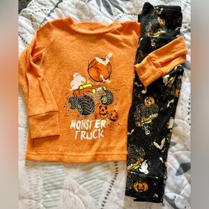 Orange Monster Truck Halloween Pajama Set Size 2T Excellent Condition